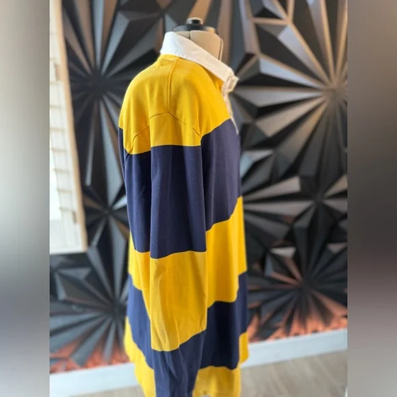 Polo by Ralph Lauren Yellow and Navy Rugby Shirt - Picture 3 of 4